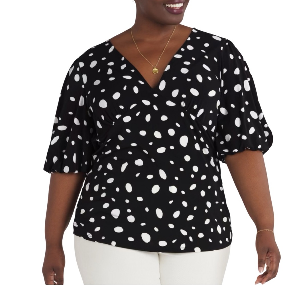 Beacon Black and White Polka Dot Blouse